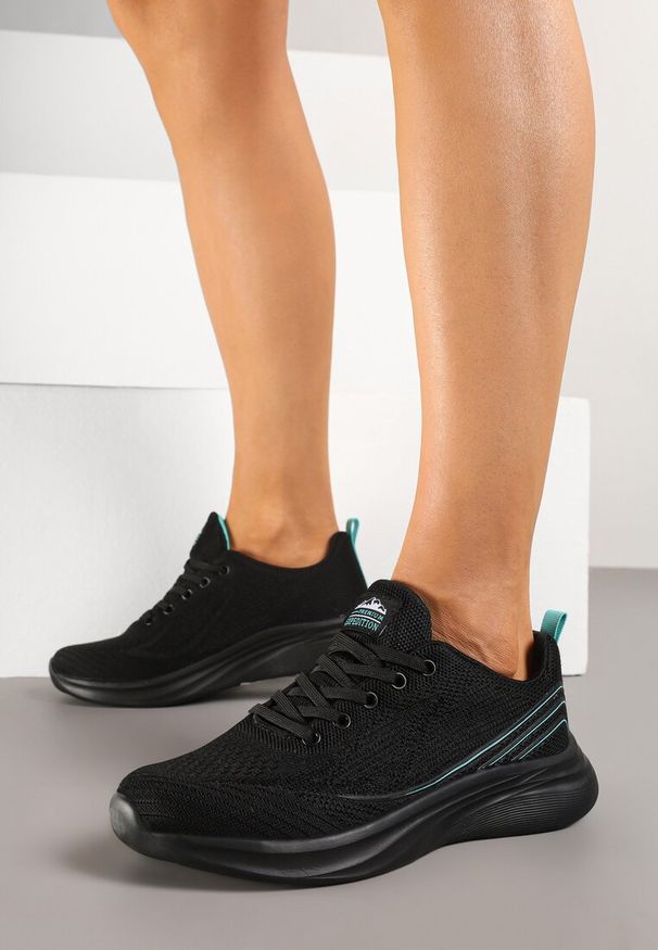 Renee - Czarno-Miętowe Buty Sportowe Sneakersy Zdobione Efektem Ombre Banelissa. Okazja: na co dzień. Kolor: czarny. Szerokość cholewki: normalna. Wzór: aplikacja. Sport: fitness