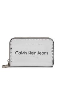 Calvin Klein Jeans Duży Portfel Damski Sculpted Med Zip Around Mono S K60K611863 Srebrny. Kolor: srebrny. Materiał: skóra #1