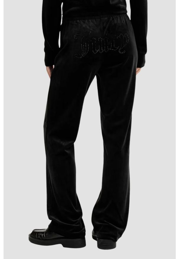 Juicy Couture - JUICY COUTURE Czarne spodnie dresowe damskie z cyrkoniami Tina Outline, Rozmiar S. Kolor: czarny. Materiał: dresówka