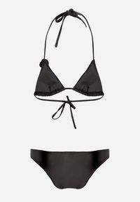 Born2be - Czarne Klasyczne Bikini Wiązany Biustonosz z Kwiatową Aplikacją i Figi Oridanea. Kolor: czarny. Wzór: aplikacja, kwiaty #2