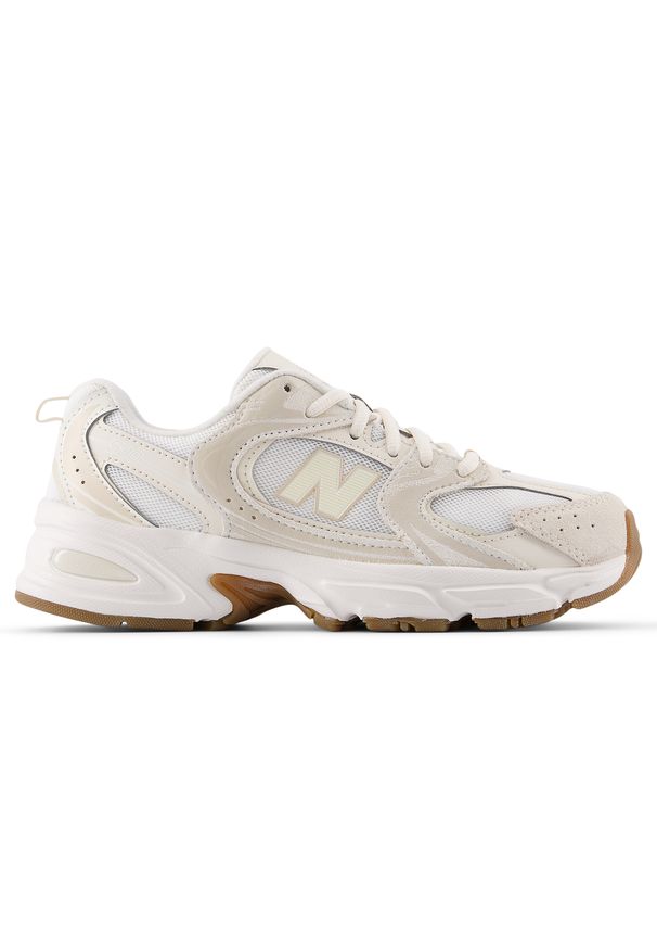 Buty dziecięce New Balance GR530UL – beżowe. Okazja: na uczelnię, na co dzień. Kolor: beżowy. Materiał: guma, materiał, syntetyk. Szerokość cholewki: normalna