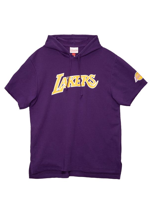 Mitchell & Ness - Sweatshirt bluza z krótkim rękawem Los Angeles Lakers. Typ kołnierza: kaptur. Kolor: fioletowy. Długość rękawa: krótki rękaw. Długość: krótkie. Sport: koszykówka