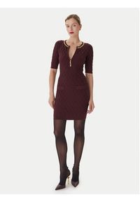 Elisabetta Franchi Sukienka koktajlowa AB-805-57E2-V460 Bordowy Slim Fit. Kolor: czerwony. Materiał: syntetyk. Styl: wizytowy #5