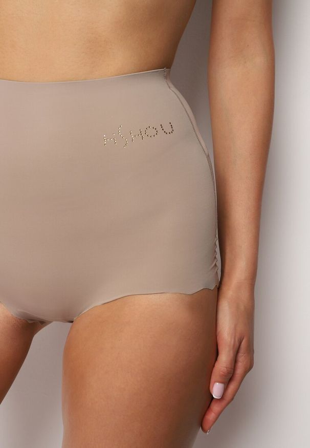Born2be - Ciemnoszara Bielizna Modelująca Figi Ozdobione Napisem Namsiliah. Stan: podwyższony. Kolor: szary. Wzór: aplikacja, napisy