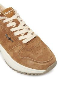 Pepe Jeans Sneakersy Kimi Block W PLS600022 Brązowy. Kolor: brązowy. Materiał: zamsz, skóra #4