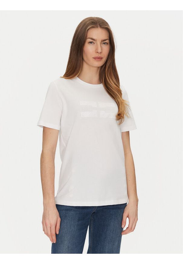 Elisabetta Franchi T-Shirt MA-002-51E2-V200 Biały Regular Fit. Kolor: biały. Materiał: bawełna