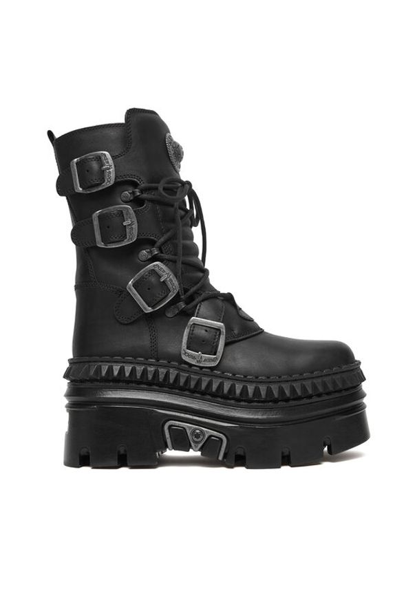 NEW ROCK Trzewiki M-WALL373-S15 Czarny. Kolor: czarny. Materiał: skóra. Styl: rockowy