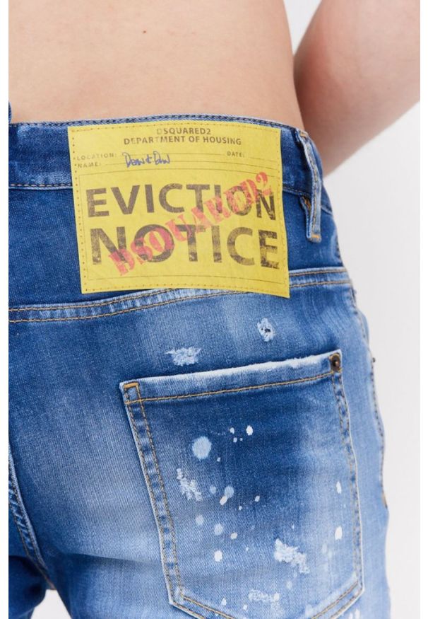 DSQUARED2 Niebieskie jeansy męskie super twinky jean, Rozmiar 46. Kolor: niebieski. Wzór: aplikacja