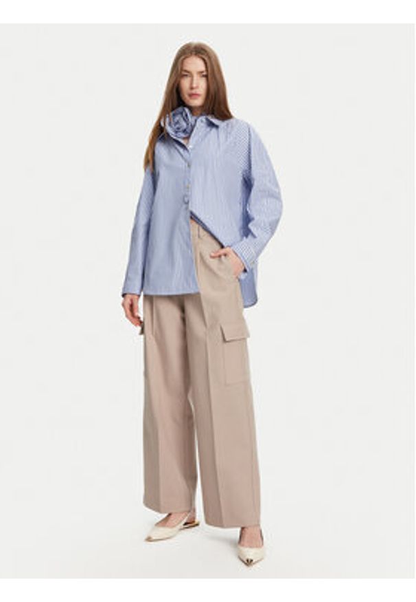 Marella Koszula Von 2513111014 Błękitny Relaxed Fit. Kolor: niebieski. Materiał: bawełna