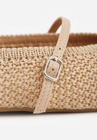 Born2be - Ciemnobeżowe Plecione Balerinki VICES z Paskiem z Klamerką Renell. Okazja: na co dzień. Zapięcie: pasek. Kolor: beżowy. Wzór: haft. Sezon: wiosna, lato. Styl: boho, casual, klasyczny, elegancki #5