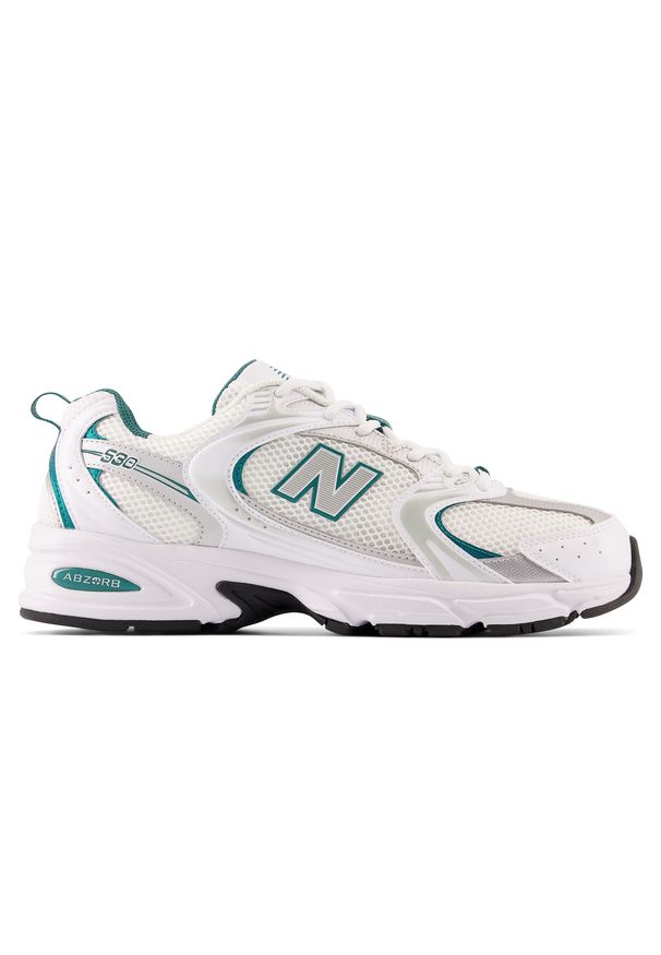 Buty unisex New Balance MR530AB – białe. Okazja: na co dzień. Kolor: biały. Materiał: tworzywo sztuczne. Szerokość cholewki: normalna. Sezon: lato