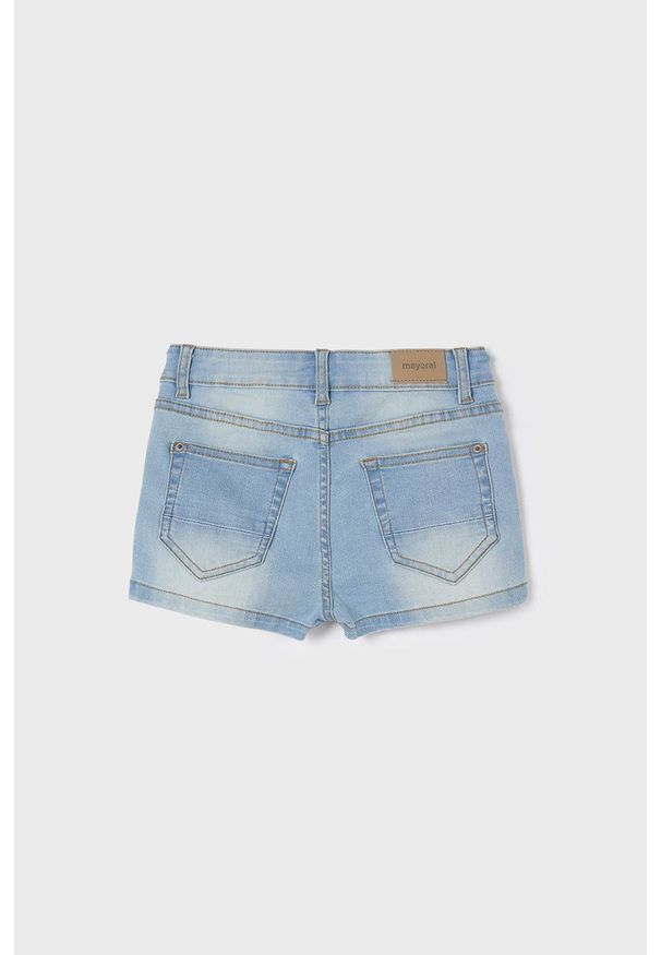 Mayoral Szorty jeansowe dziecięce gładkie. Okazja: na co dzień. Kolor: niebieski. Materiał: jeans. Wzór: gładki. Styl: casual