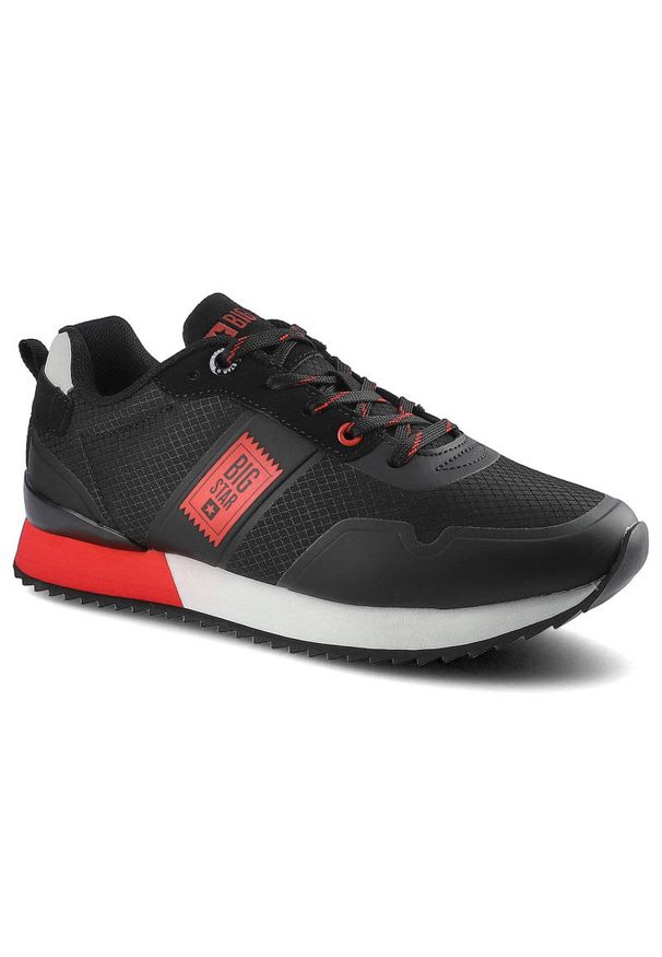 Big-Star - Czarne Sneakersy Big Star Damskie Skórzane Półbuty. Okazja: na co dzień, na spacer. Kolor: czarny. Materiał: skóra. Sport: turystyka piesza