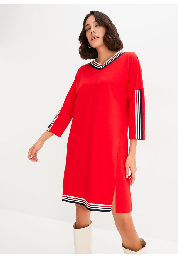 bonprix - Sukienka z dżerseju. Kolor: czerwony. Materiał: jersey