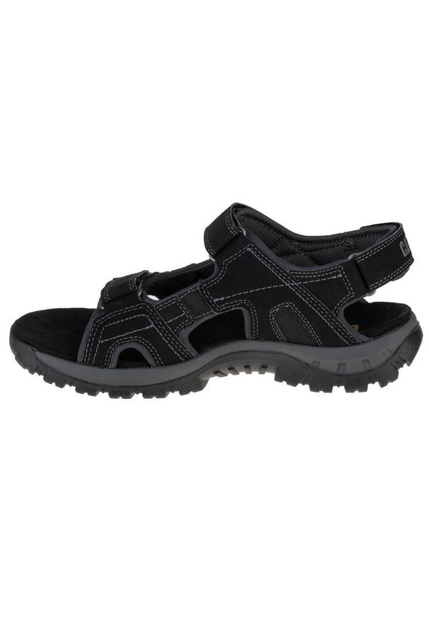 CATerpillar - Sandały męskie, Giles Oxfors Sandal. Zapięcie: rzepy. Kolor: czarny. Materiał: skóra, syntetyk, tkanina, materiał