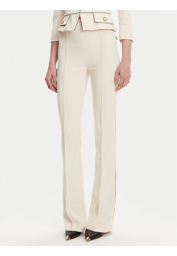 Elisabetta Franchi Spodnie materiałowe PA-084-51E2 Écru Regular Fit. Materiał: syntetyk