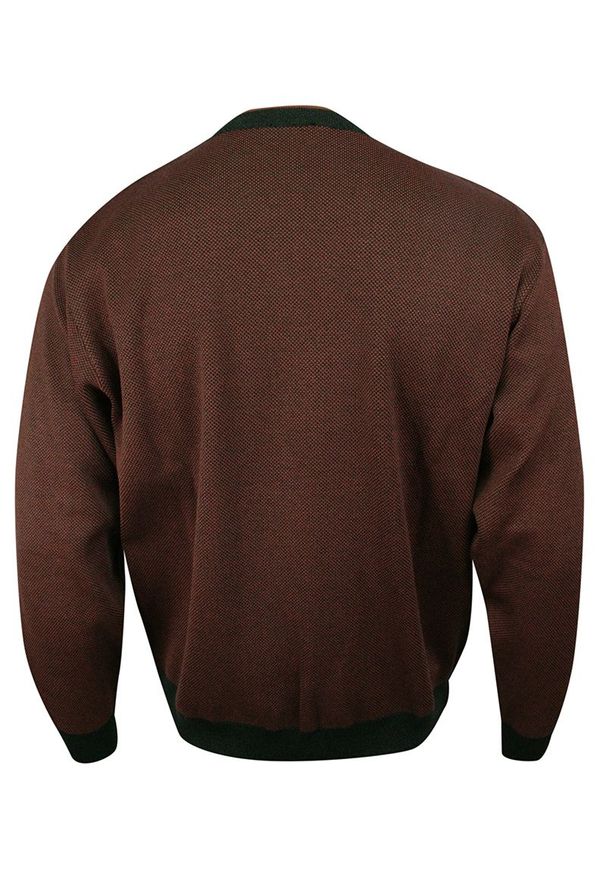 Max Sheldon - Sweter Brązowy, w Kratkę Okrągły Dekolt (U-neck), Męski - MAX SHELDON. Kolor: brązowy, wielokolorowy, beżowy. Materiał: akryl, bawełna. Wzór: kratka. Sezon: jesień, zima. Styl: klasyczny