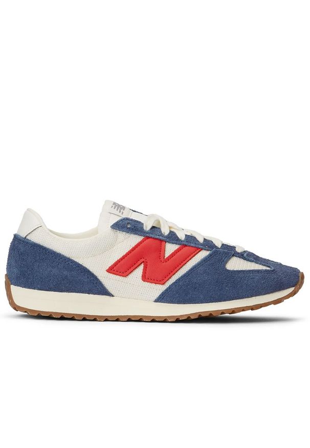 Buty unisex New Balance U471AK - niebieskie. Kolor: niebieski. Materiał: skóra, zamsz, guma. Szerokość cholewki: normalna. Wzór: jodełka