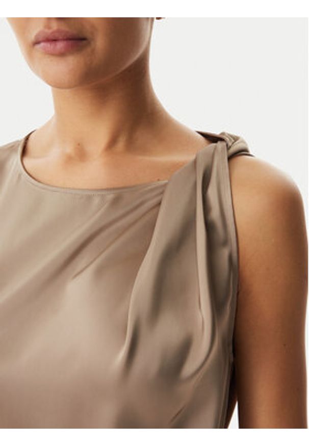 Hugo - HUGO Sukienka koktajlowa Koberi 50566963 Brązowy jasny Regular Fit. Kolor: brązowy. Materiał: syntetyk. Styl: wizytowy