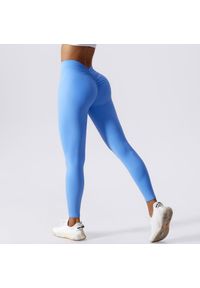 Intica - Legginsy z drapowaniem na trening i co dzień Ingedore. Kolor: niebieski. Materiał: materiał, skóra. Wzór: gładki. Sport: fitness