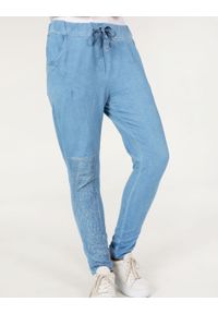 Unisono - SPODNIE DRESOWE 147-1818 JEANS. Materiał: jeans, dresówka