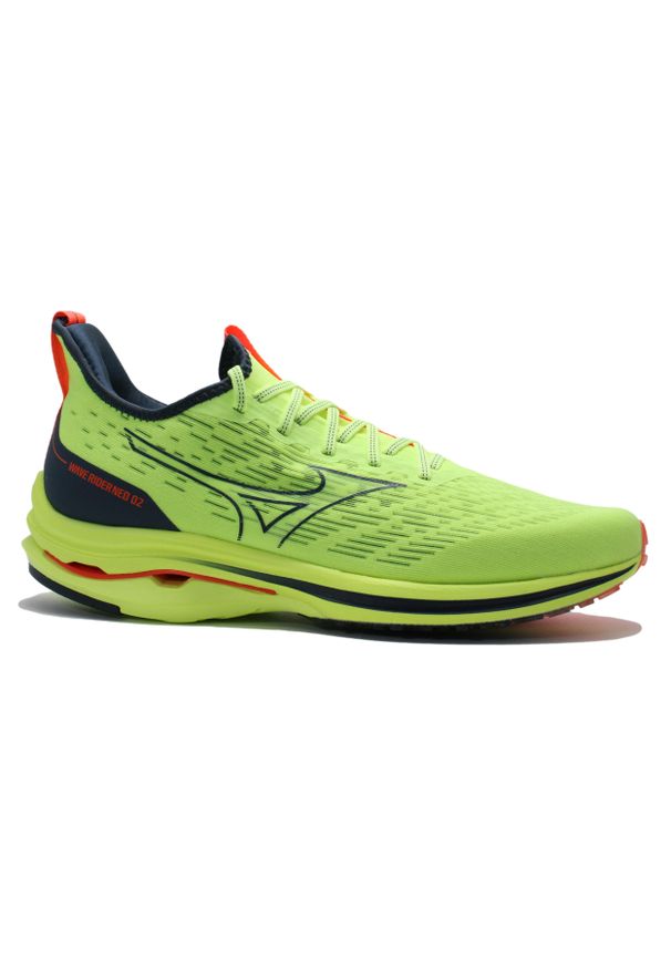 Buty do biegania męskie Mizuno Wave Rider Neo 2. Kolor: zielony, żółty, wielokolorowy. Szerokość cholewki: normalna. Model: Mizuno Wave. Sport: bieganie