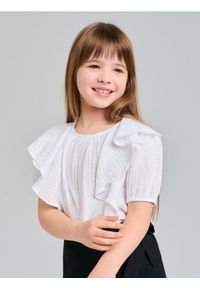 Sinsay - Bluzka z ozdobnymi falbanami - biały. Kolor: biały