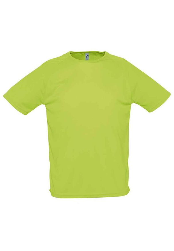 SOL'S - Męska Sportowa Koszulka Raglanowa. Kolor: zielony. Długość rękawa: raglanowy rękaw. Sport: turystyka piesza