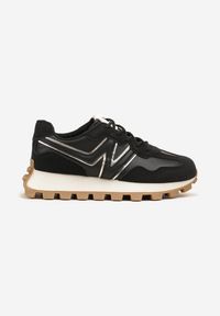 Renee - Czarne Sneakersy Ozdobione Geometrycznym Motywem Annerie. Okazja: na co dzień. Kolor: czarny. Materiał: jeans. Wzór: aplikacja, geometria