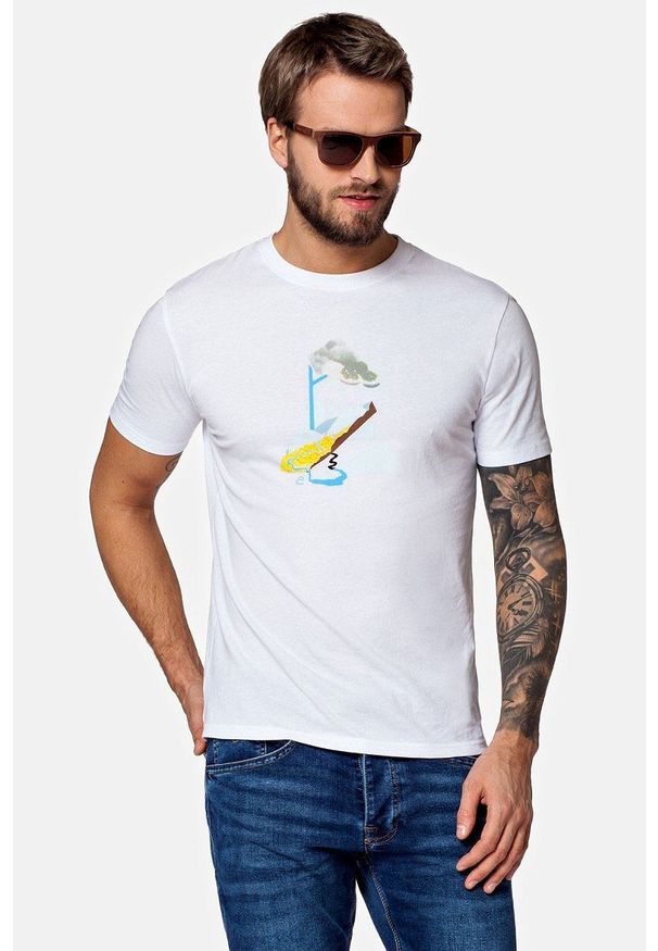 Lancerto - Koszulka Biała Jerry. Kolor: biały. Materiał: jersey, dzianina, bawełna, materiał. Wzór: nadruk. Styl: klasyczny
