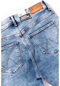 Wrangler - WRANGLER HIGH RISE SKINNY WROCK BLUE W27HSV24S. Stan: podwyższony. Wzór: aplikacja #7