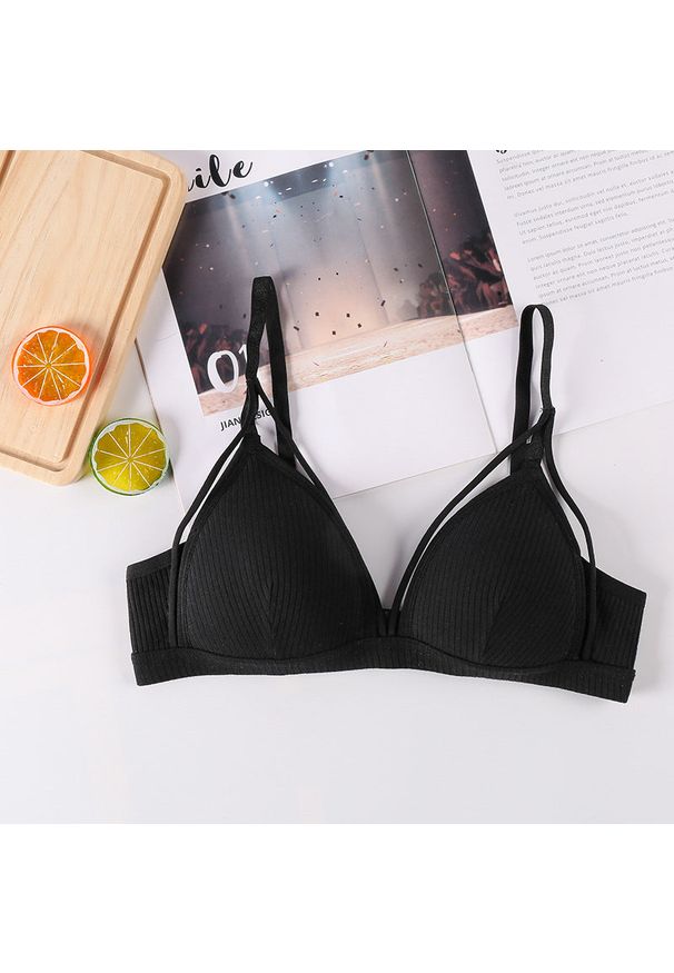 Intica - Biustonosz bez fiszbin miękki na co dzień Najiba. Kolor: czarny. Materiał: materiał, skóra