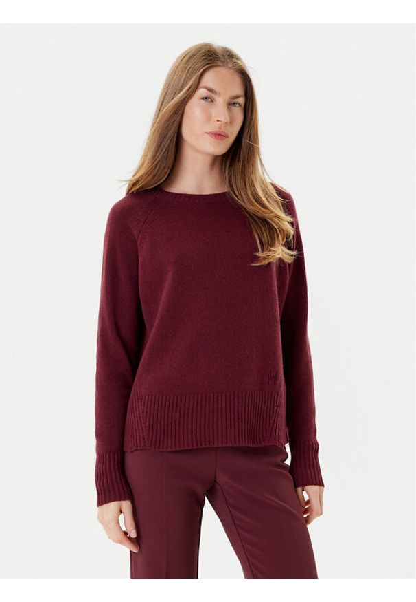 Marella Sweter Celia 2523366215 Bordowy Regular Fit. Kolor: czerwony. Materiał: wełna