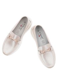 Srebrno-Różowe Mokasyny S.Barski Eleganckie Obuwie Damskie. Okazja: na co dzień, na spacer. Kolor: srebrny. Materiał: materiał. Wzór: aplikacja. Styl: elegancki #7