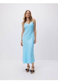 Reserved - Sukienka z wiskozy - turkusowy. Kolor: turkusowy. Materiał: wiskoza. Wzór: gładki. Typ sukienki: proste #1