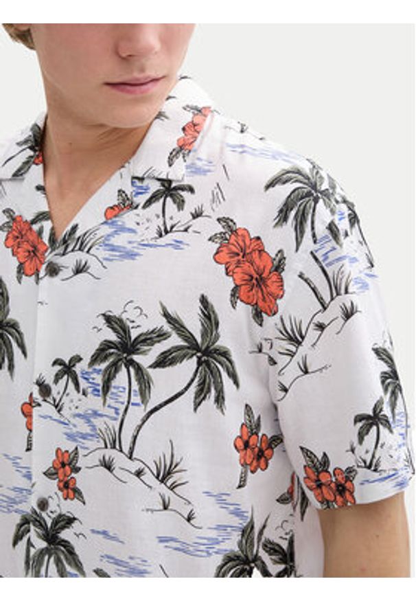 Tom Tailor Denim Koszula 1045191 Biały Relaxed Fit. Kolor: biały. Materiał: len, wiskoza