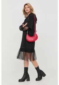 Red Valentino sukienka kolor czarny mini oversize. Typ kołnierza: kaptur. Kolor: czarny. Typ sukienki: oversize. Długość: mini
