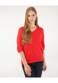 Unisono - SWETER Z KRÓTKIM RĘKAWEM 8-WS7181 ROSSO. Materiał: akryl, nylon. Długość rękawa: krótki rękaw. Długość: krótkie