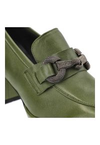 Zielone Półbuty Karino Eleganckie Skórzane Buty Na Obcasie. Kolor: zielony. Materiał: skóra. Szerokość cholewki: normalna. Obcas: na obcasie. Styl: elegancki. Wysokość obcasa: średni #7