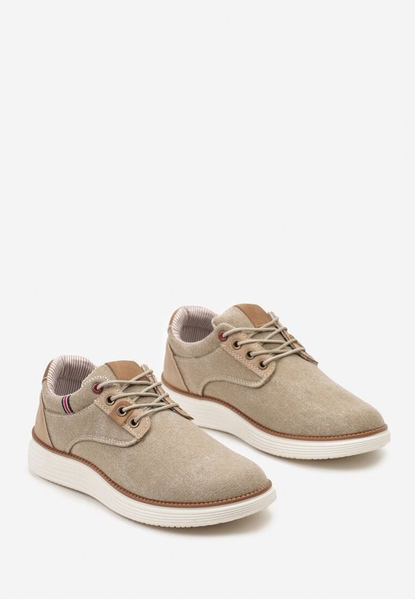 Born2be - Ciemnobeżowe Półbuty w Sportowo-Casualowym Stylu z Klasycznym Sznurowaniem Limerria. Zapięcie: sznurówki. Kolor: beżowy. Materiał: jeans. Styl: klasyczny, sportowy