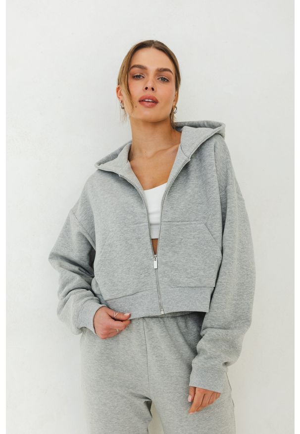 BLUZA AGA SZARY MELANŻ L - Flawless. Okazja: na co dzień. Kolor: szary. Materiał: poliester, bawełna, materiał. Długość: krótkie. Wzór: melanż. Styl: casual