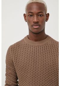 !SOLID - Solid sweter bawełniany męski kolor brązowy. Okazja: na co dzień. Kolor: brązowy. Materiał: bawełna. Długość rękawa: długi rękaw. Długość: długie. Wzór: ze splotem. Styl: casual #3