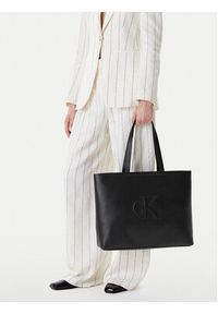 Calvin Klein Jeans Torebka Sculpted Slim Tote LV04K3070G Czarny. Kolor: czarny. Materiał: skórzane #3
