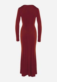 Born2be - Bordowa Sukienka Koktajlowa z Biżuteryjną Aplikacją i Długim Rękawem Idivianne. Kolor: czerwony. Długość rękawa: długi rękaw. Wzór: aplikacja. Typ sukienki: dopasowane. Styl: wizytowy #6