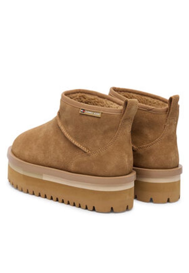 Tommy Jeans Śniegowce Tjw Flatform Snow Boot Suede EN0EN02841 Brązowy. Kolor: brązowy. Materiał: zamsz, skóra