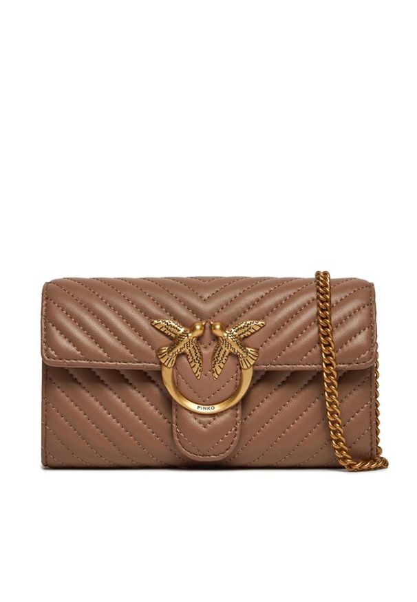 Pinko Torebka Love One Wallet C PW 24 PLTT 100062 A0GK Brązowy. Kolor: brązowy. Materiał: skórzane