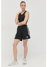 adidas Performance szorty treningowe Condivo 22 damskie kolor czarny z aplikacją high waist. Stan: podwyższony. Kolor: czarny. Materiał: skóra, materiał. Wzór: aplikacja #4