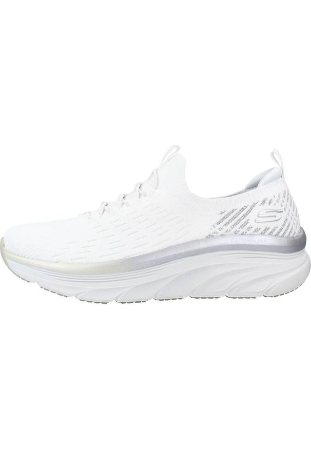 skechers - Buty Kobieta Skechers Dlux biały. Kolor: biały. Materiał: guma, syntetyk, tkanina, materiał