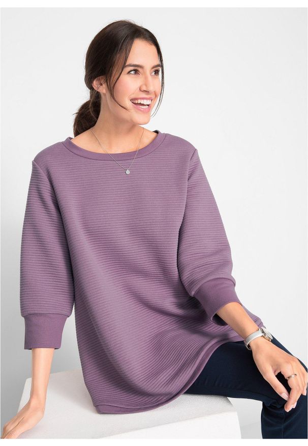 bonprix - Długa bluza dresowa z wiskozą. Kolor: fioletowy. Materiał: wiskoza, dresówka. Długość: długie