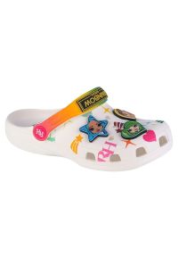 Klapki Crocs Classic Rainbow High Kids Clog 208117-90H białe. Kolor: biały. Materiał: materiał. Wzór: kolorowy